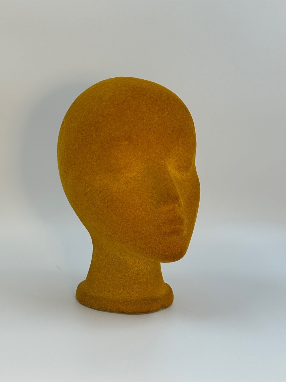 Flocked Decorative Mannequin Head in Mustard Yellow